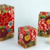 Les trois lanternes «Le P'tit Villard» : photophores à bougie LED, par l'Atelier Villard.