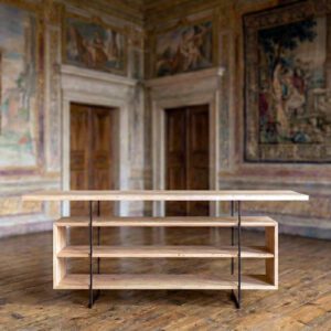 Console Shibui 渋い , en acier et érable champêtre, par l'Atelier Villard, ébéniste artisan d'art.